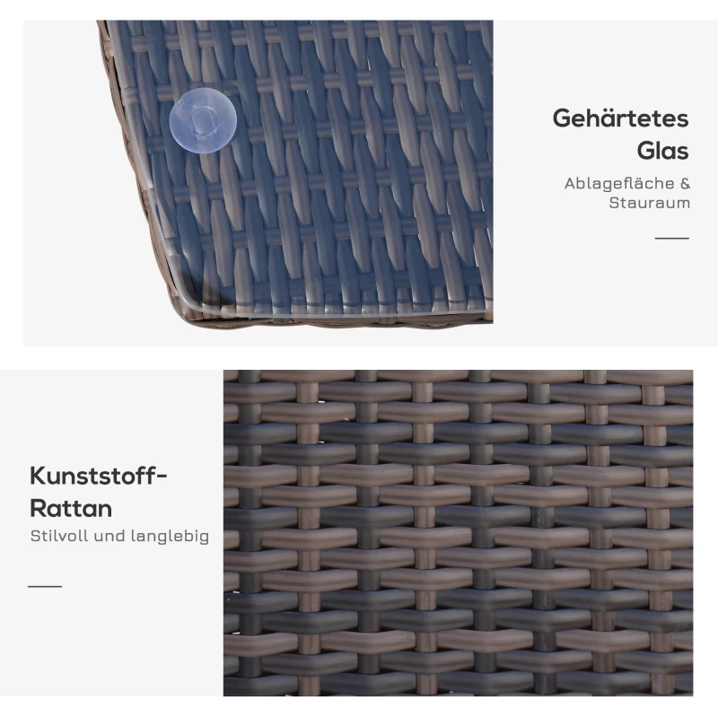 Outsunny Polyrattan Gartenmöbel Set, Outdoor Lounge Balkonmöbel für 2 Personen, 3-teilig Sitzgruppe, 2 Stühle, Tisch Sitzkissen, Gartenlounge für Garten, Terrasse, Balkon, Braun