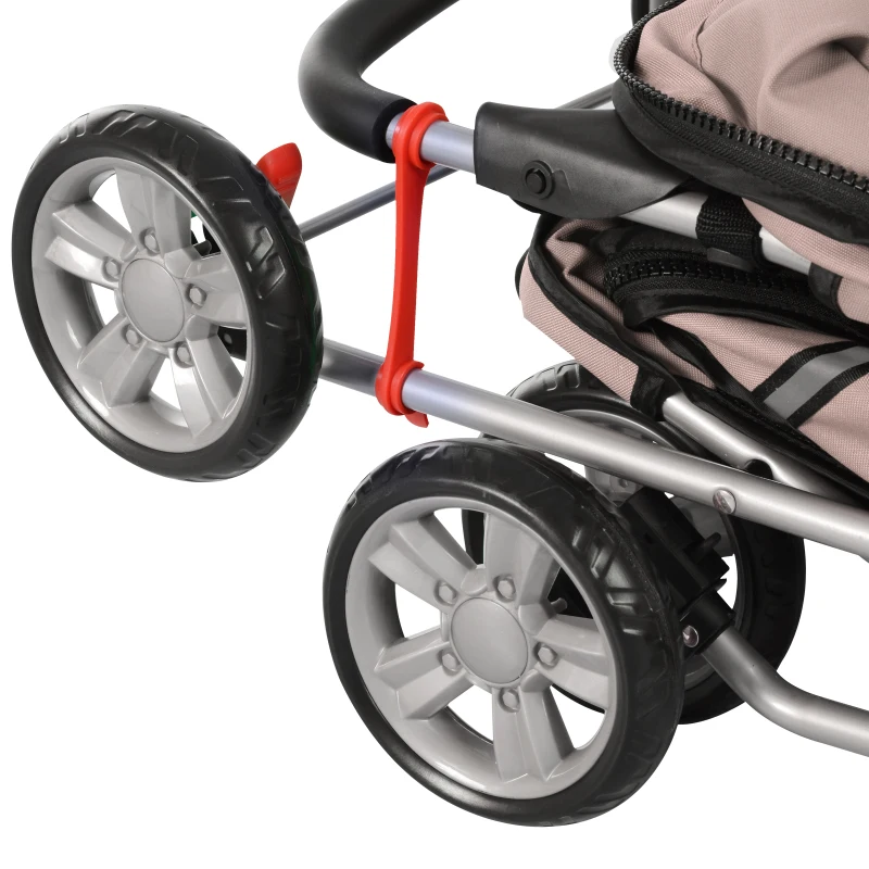 PawHut Poussette buggy pliable animaux chariot pliante chien chat porte-gobelet panier de rangement inclus roues avec frein tissu 600D Oxford acier 75 x 45 x 97 cm marron