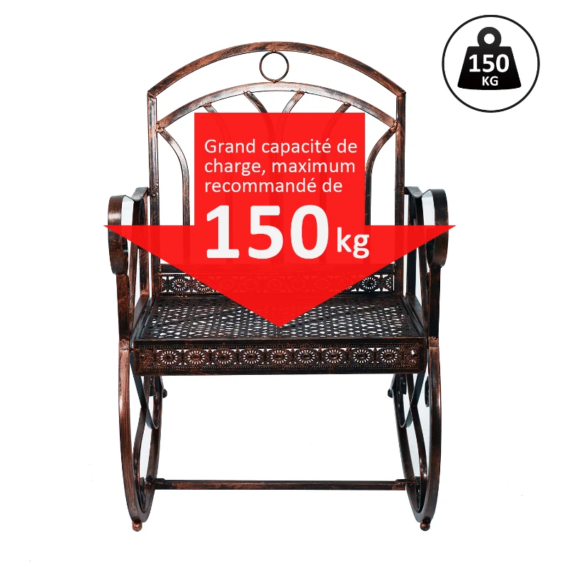 Outsunny Banc à Bascule en Bronze 1 Places Style Vintage