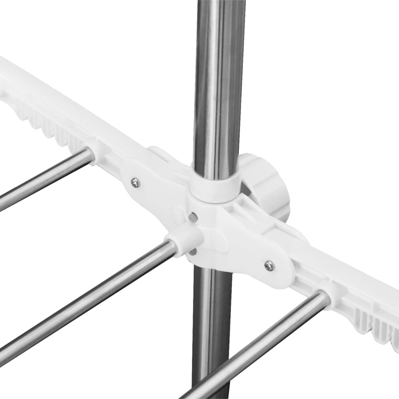 HOMCOM Turmwäscheständer ausziehbar Standtrockner mit 3 Ebenen, klappbare Flügel, Rollen, Wäschetrockner für Innen und Außen, Weiß, 83-136,5 x 45,5 x 154 cm