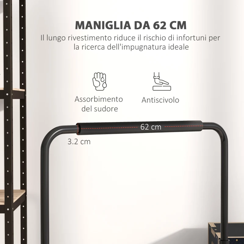 SPORTNOW Set 2 Barre per Dip Regolabile su 4 Altezze con Maniglie Antiscivolo in Acciaio, 70x50x80-105 cm, Nero
