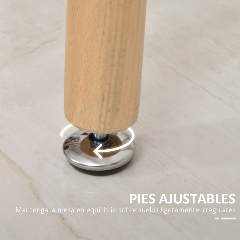 HOMCOM Mesa de Comedor Estilo Nórdico Mesa de Cocina con Patas de Madera de Haya Estructura de Metal 120x60x75 cm Blanco