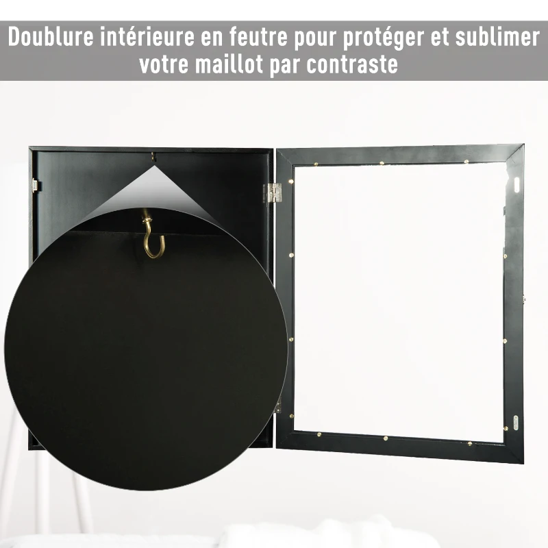 HOMCOM Frame box T-frame cadre pour maillot porte acrylique doublure interne feutre 71L x 7l x 89H cm noir