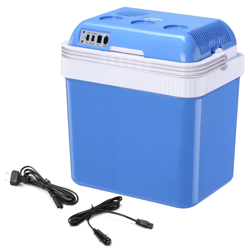 Outsunny 24L Auto-Kühlschrank Kühlbox Mini-Kühlschrank tragbar DC 12V AC 220V/240V für Auto und Camping Blau 40 x 30 x 43 cm