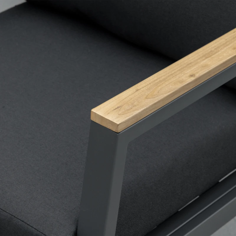 Outsunny Gartenmöbel-Set für 4 Personen Aluminium Gartengarnitur mit Couchtisch Grau