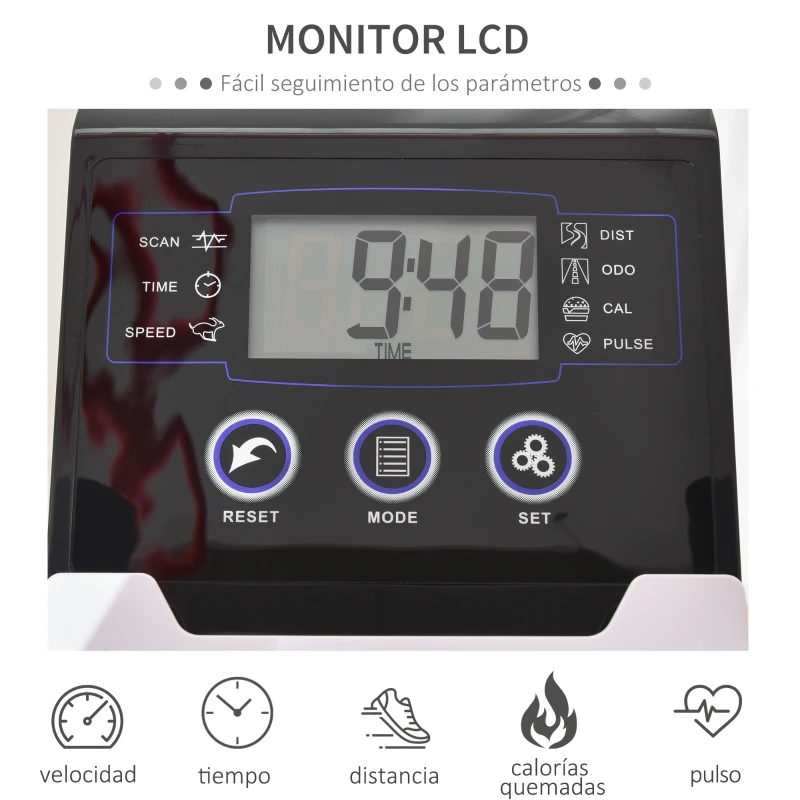 HOMCOM Bicicleta Elíptica de Fitness con Volante de Inercia 6kg Resistencia Magnética Ajustable Sillín Regulable Pantalla LCD Pulsómetro 130x68x162 cm Negro y Plata