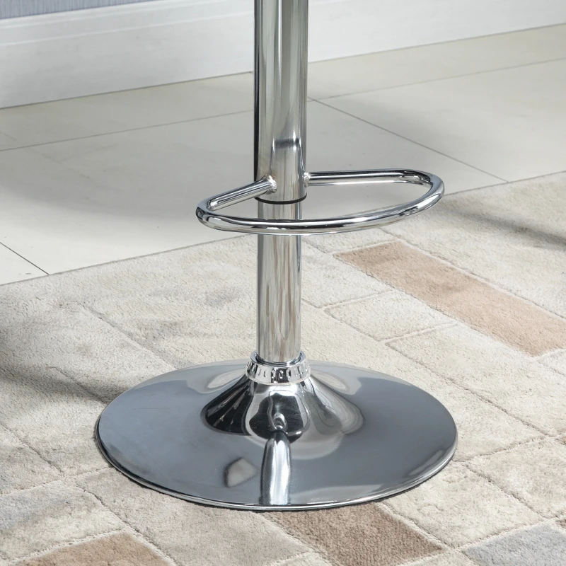 HOMCOM Set 2 Sgabelli da Bar con Altezza Regolabile, Base in Metallo e Seduta in Pelle PU, Sgabelli da Cucina con Schienale e Poggiapiedi, 51.5x57.5x93-114.5cm, Marrone e Argento