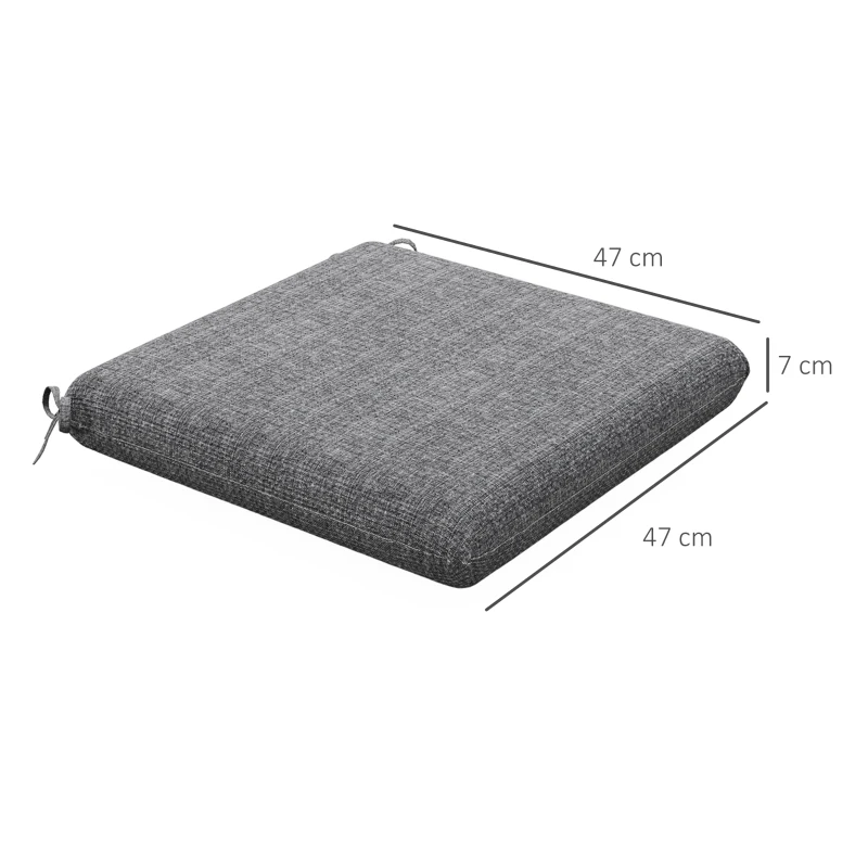 Outsunny Conjunto de 4 Cojines para Sillas de Comedor 47x47x7cm Impermeable y Protección UV 50+ para Interior y Exterior Gris