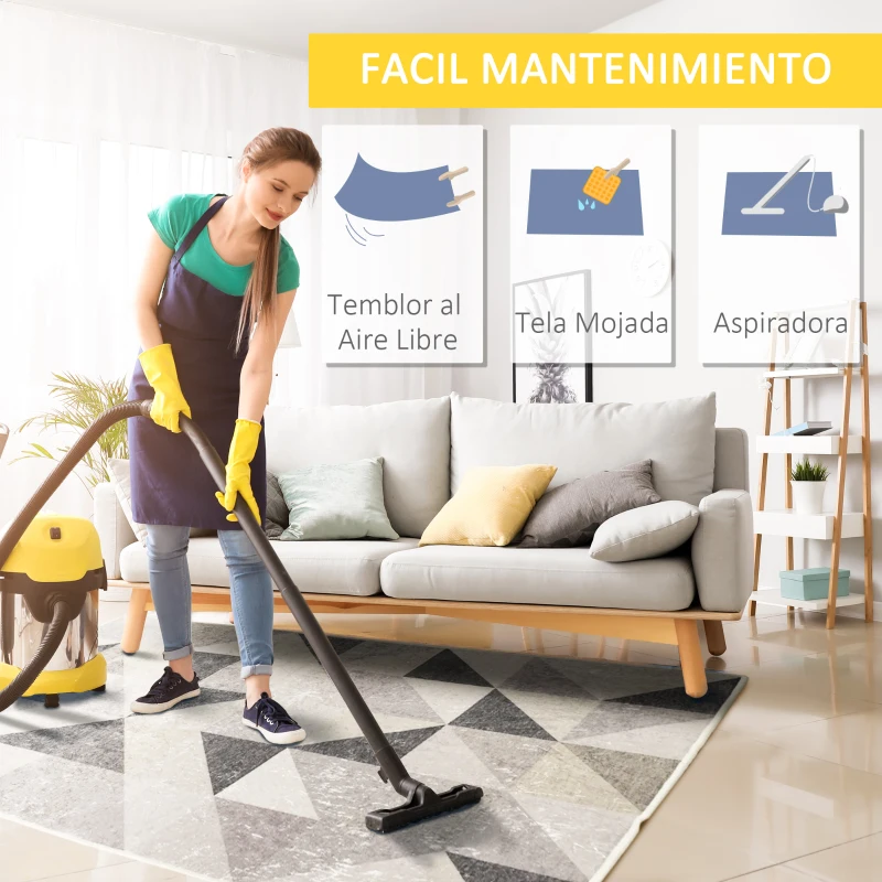 HOMCOM Alfombra de Salón Moderna de Terciopelo 170x120 cm Alfombra Geométrica para Dormitorio Oficina Gris