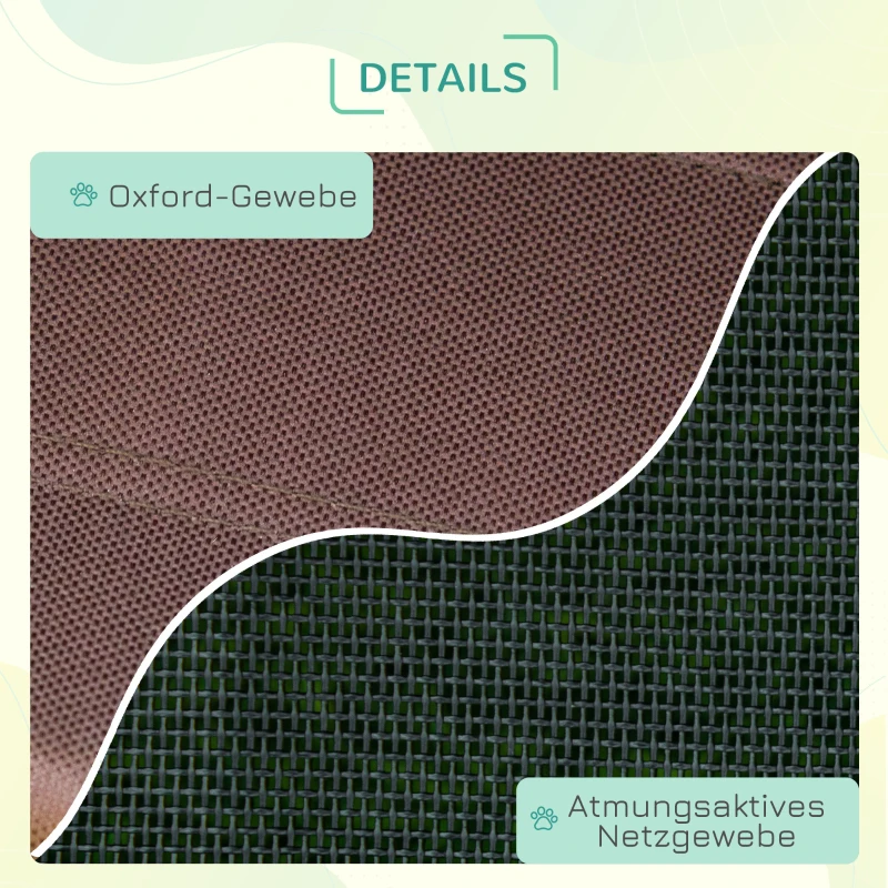 PawHut Erhöhtes Hundebett mit Baldachin, Haustierbett, Hundeliege outdoor mit Dach, Atmungsaktiv, Taftstoff für Camping Kaffee 76 x 61 x 73 cm