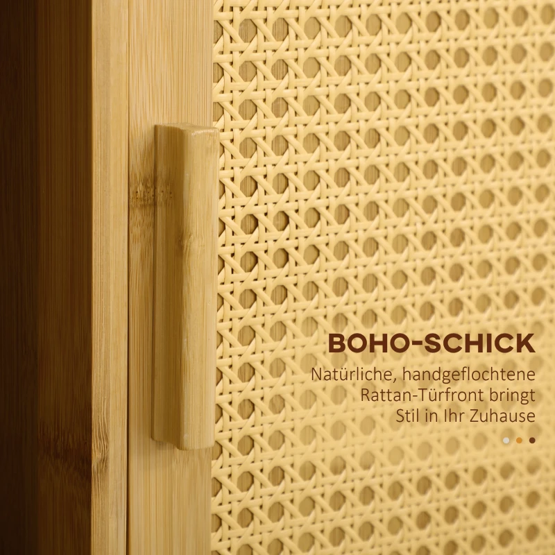 HOMCOM Küchenwagen aus Bambus, Mehrzweckwagen, Sevierwagen, 2 Schubladen, 1 Schrank,  2 Regale, Natur