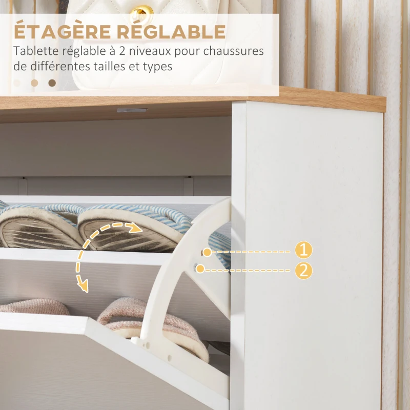 HOMCOM Meuble à chaussures style scandinave 3 abattants 70 x 23,5 x 122 cm blanc