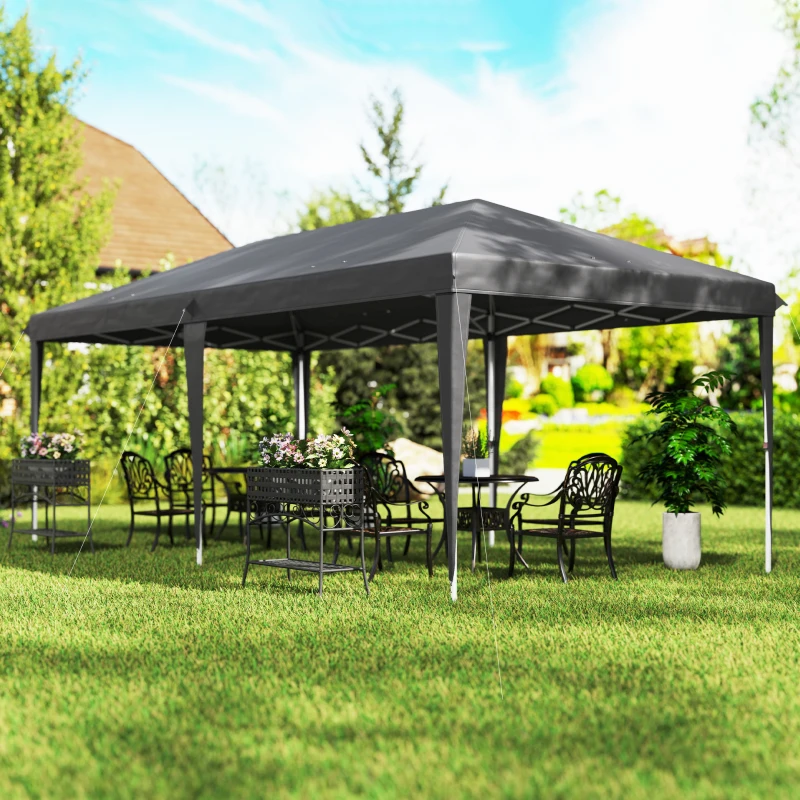 Outsunny 6 x 3 m Pop-Up Steel Frame Gazebo Grey(m-8)