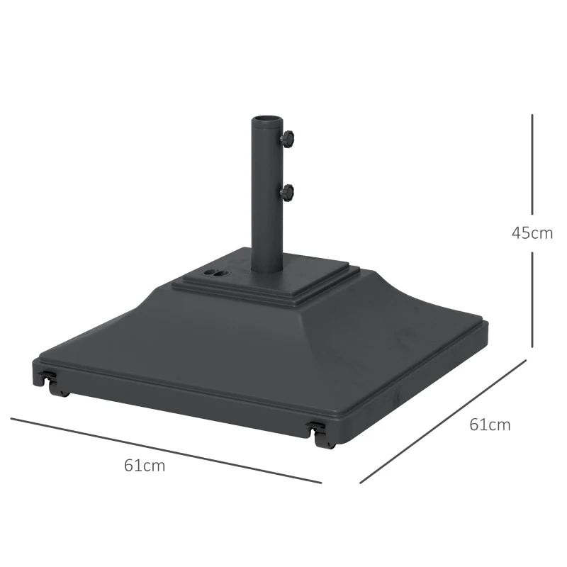 Outsunny 60kg Water/Sand Fillable Parasol Base, with Wheels - Black