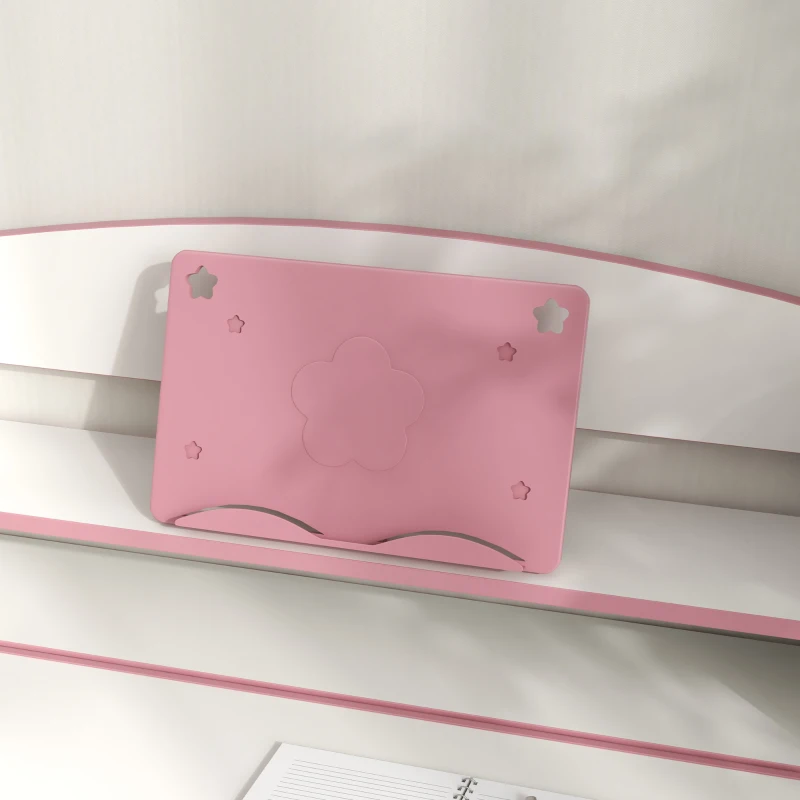 ZONEKIZ Set Scrivania per Bambini con Sedia Regolabile in Altezza e Piano Inclinabile, Età 6-12 Anni, Rosa