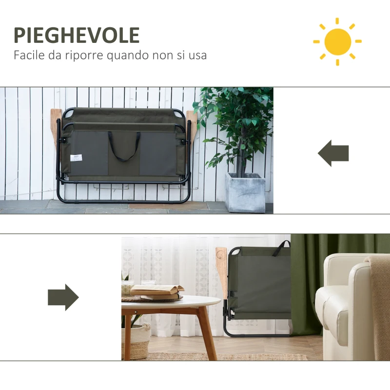 Outsunny Sedia Campeggio Doppia a 2 Posti, Pieghevole con Maniglia e Braccioli, 141x67x80cm, Verde