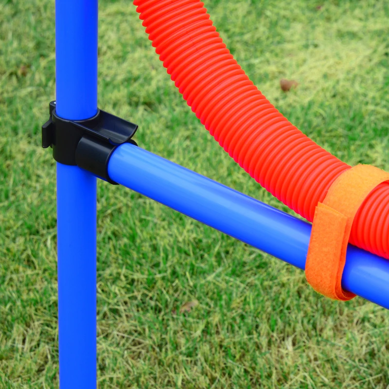 PawHut Set Agility Entrenamiento Perros Agilidad Salto Polo Tunel Equipo Azul Rojo NUE