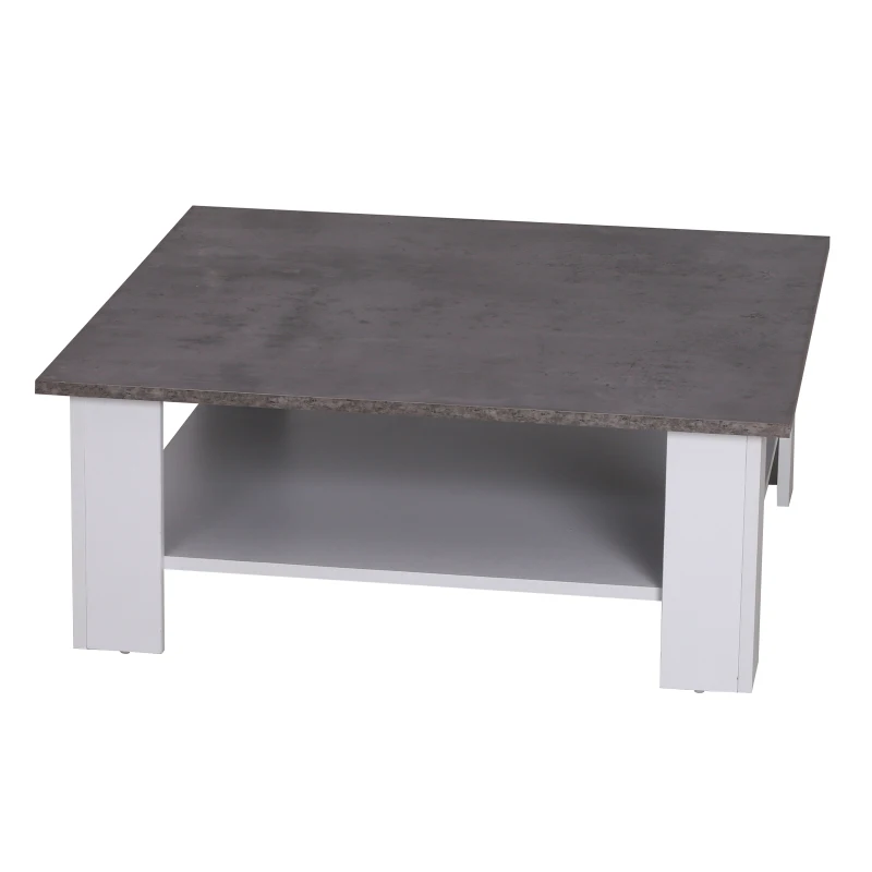 HOMCOM Mesa de Centro Mesita Café de 2 Niveles Mesa Multifuncional para Salón Dormitorio Estilo Contemporáneo Tablero de Partículas Fuerte y Durable Fácil de Limpiar 80x80x31.5cm