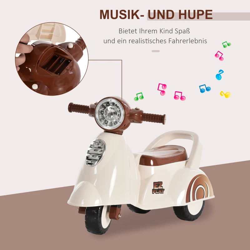 HOMCOM Rutscher Kinder Rutscherauto Geländewagen Rutscherfahrzeug Kinderfahrzeug  für Jungen und Mädchen mit Musik & Druckknopfhupe Weiß 66 x 33 x 47,7 cm