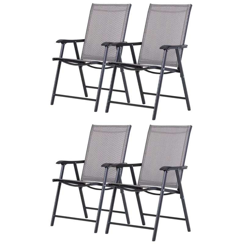 Outsunny Set of Four Folding Garden Chairs - Grey