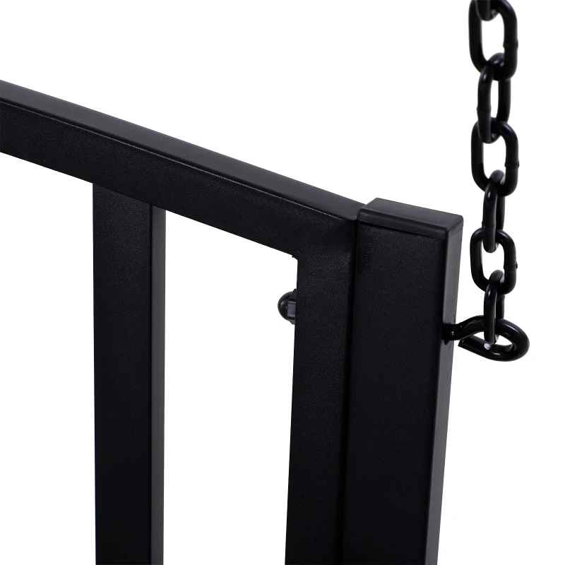 Outsunny Banc Suspendu 2 Places balancelle de Jardin en métal dim. 127L x 60l x 53H cm chaînes incluses métal époxy Noir