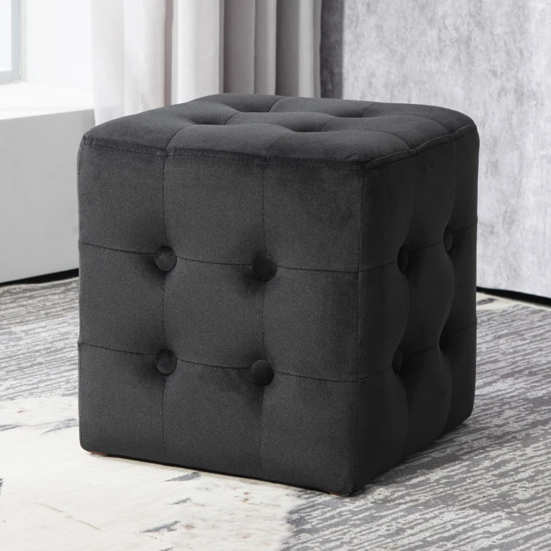 HOMCOM 3-teiliges Möbel-Set mit Stauraum, 2 x Sitzhocker, Polster-Sitztruhe, belastbar bis 130 kg, 75 x 40 x 42 cm, Dunkelgrau