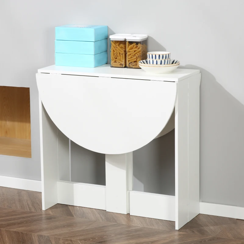 HOMCOM Mesa Plegable de Comedor Mesa de Cocina Plegable con 2 Alas Abatibles Mesa Plegable para 2-4 Personas 104x76x73,7 cm Blanco