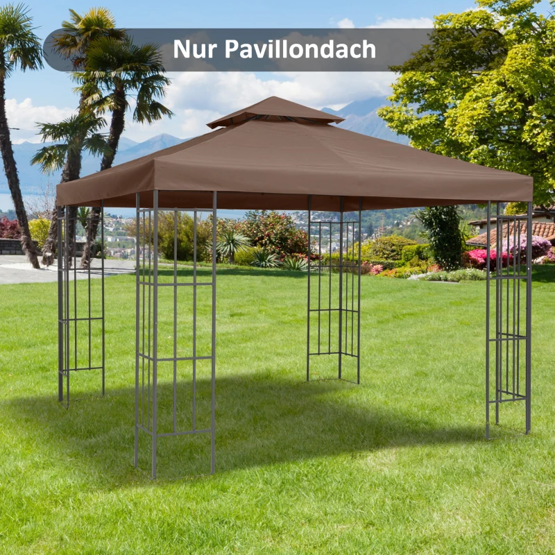 Outsunny Ersatzdach für Pavillons, mit Winddach, Wasserabführung, robust und langlebig, Farbe: Kaffee, 3 x 3 m