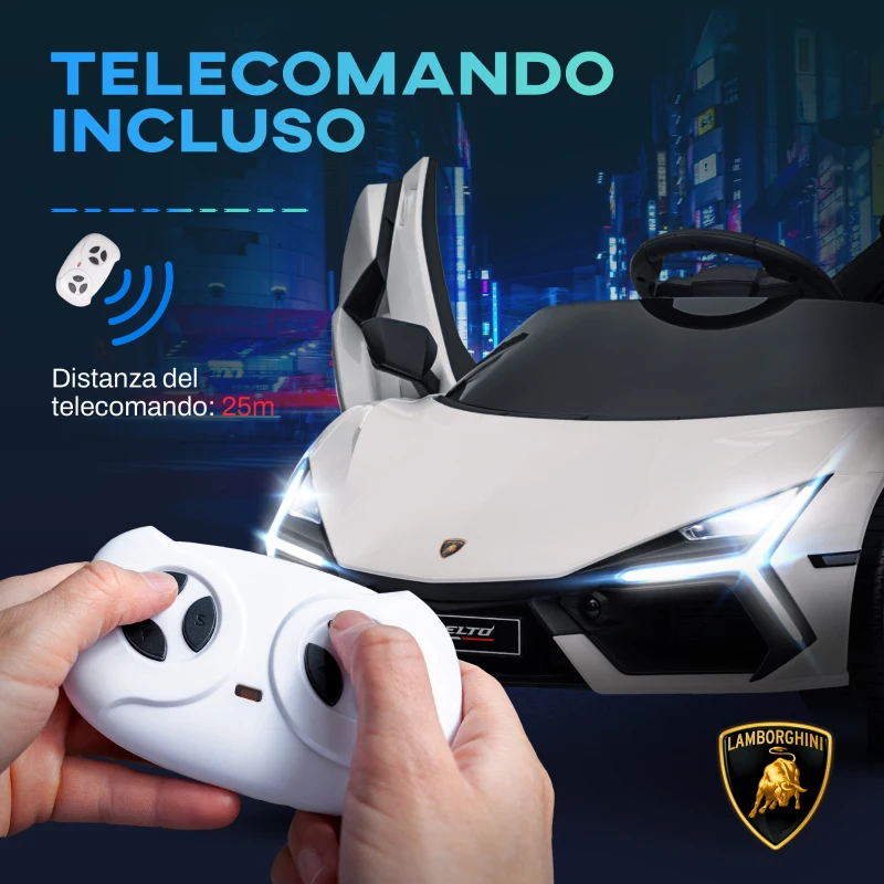 AIYAPLAY Macchina Elettrica per Bambini con Luci LED, Clacson e Telecomando, in Plastica e Acciaio, 105x60x40 cm, Bianco