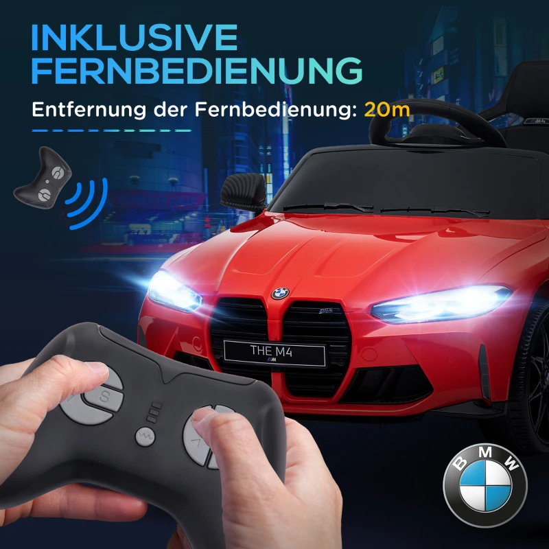 AIYAPLAY Elektro Kinderauto BMW M4, Sound & Licht, 3-5 km/h, inkl. Fernsteuerung, für 3-5 Jahre, Rot(m-8)