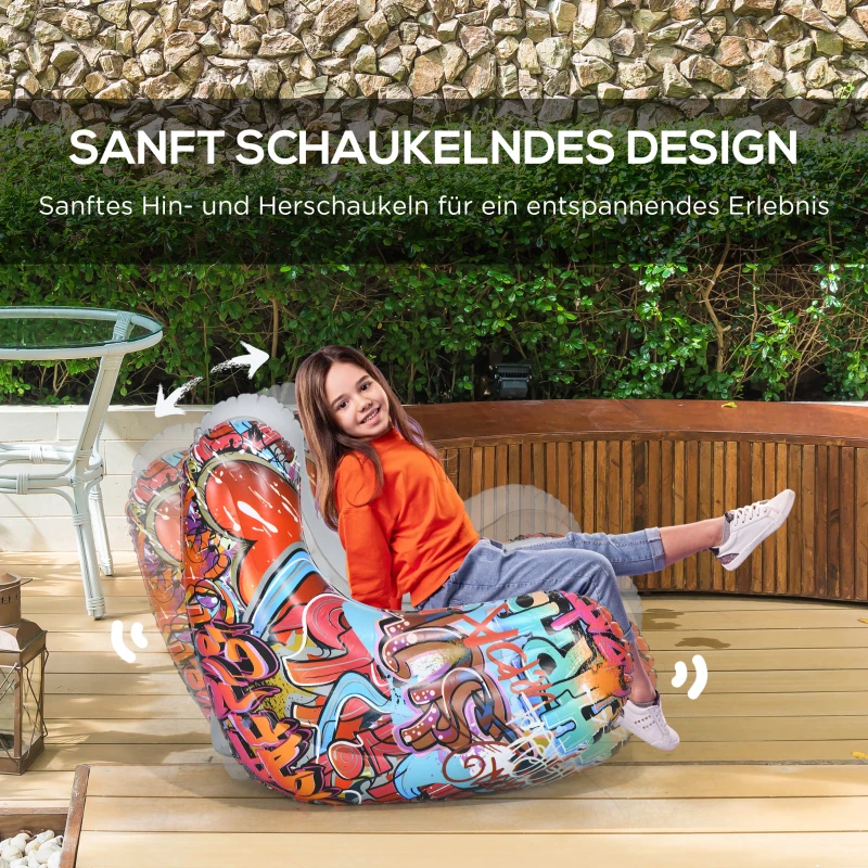 Outsunny Aufblasbarer Sitzsack, Schaukelfunktion, bequem, stichfest, bis 80 kg, 94x76x75cm