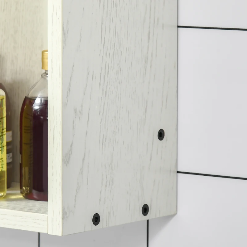 kleankin Armario con Espejo para Baño con Estantes Mueble para Baño Estilo Moderno 63x15x65 cm Blanco