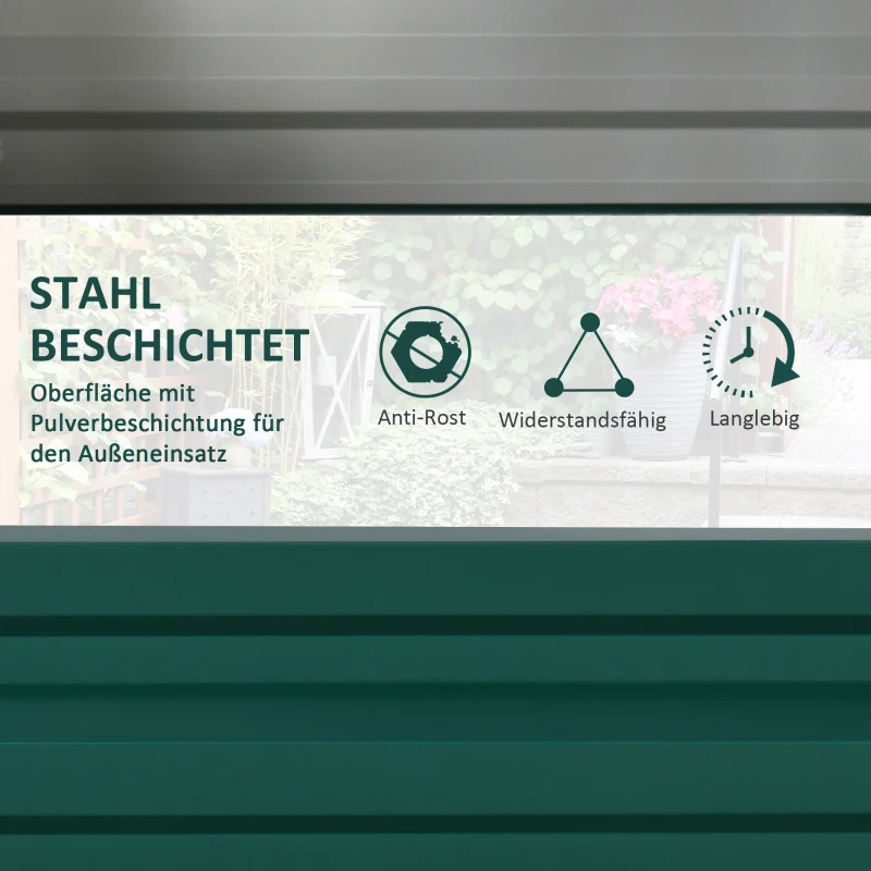 Outsunny Hochbeet Pflanzkasten, wetterbeständig, offener Boden, verzinkter Stahl, 120 cm x 60 cm x 30,5 cm, Grün