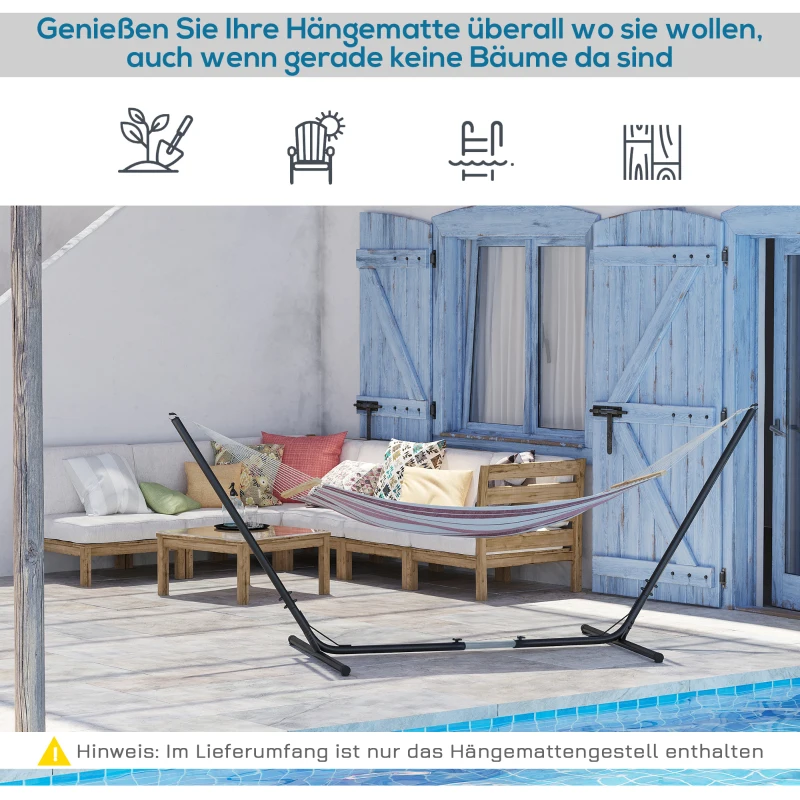 Outsunny Hängemattengestell für Hängematte Hängemattenständer größenverstellbar (313–388) x 109 x 116 cm bis 120 kg Garten Strand Metall