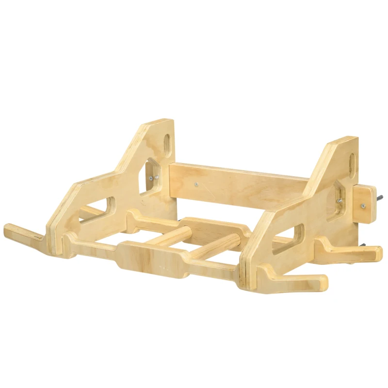 HOMCOM Klimmzugstange, mehrere Griffe, Tragkraft bis 100 kg, Wandmontage, Buchenholz, 100 x 56 x 35 cm