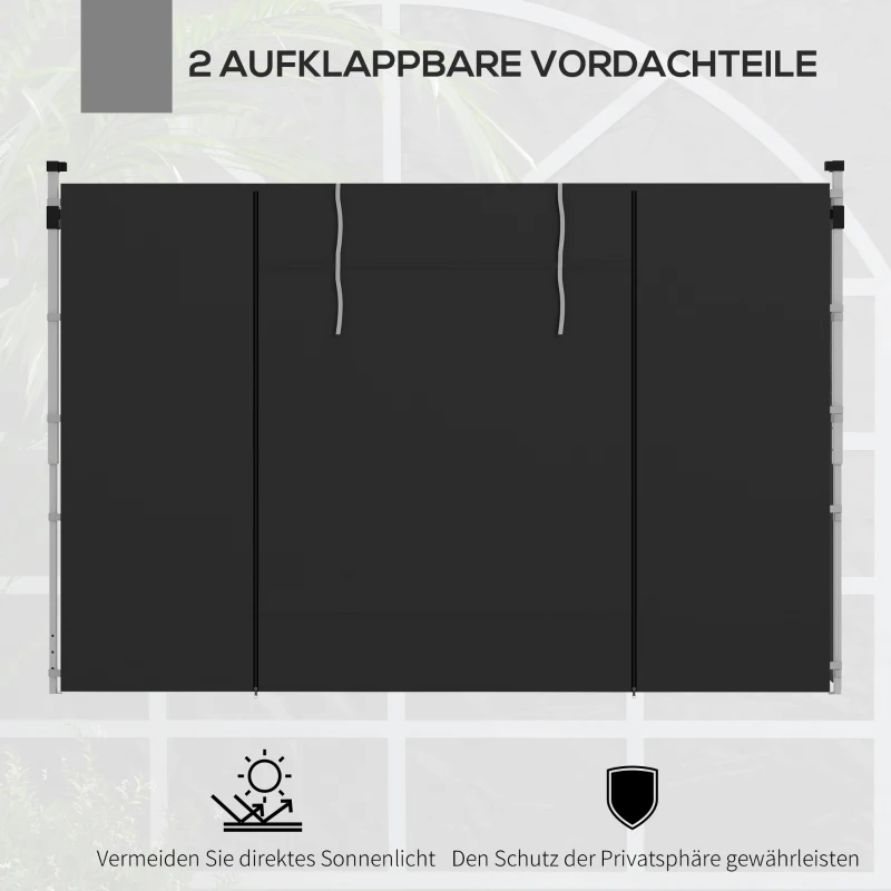 Outsunny Seitenwände für 3 x 3/ 3 x 6 m Pavillon, Seitenplanen mit Fenster, Tür, Ersatzwände für Partyzelt, Oxfordstoff, Schwarz