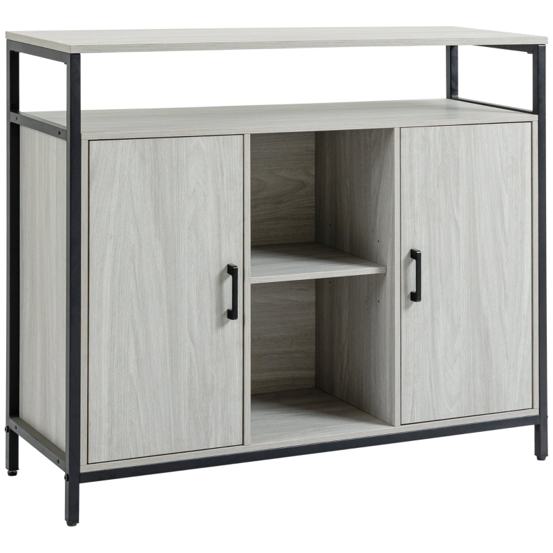 Mobile HOMCOM 2 Ante In Stile Scandinavo Con Ripiano Regolabile - Armadio Per Soggiorno, 78x40x78 Cm - 5