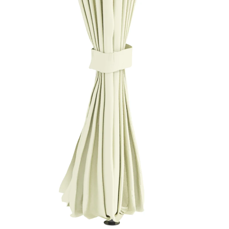 Outsunny Gazebo da Giardino 4x3m con Doppio Tettuccio, Pareti in Poliestere e Struttura in Acciaio, Beige