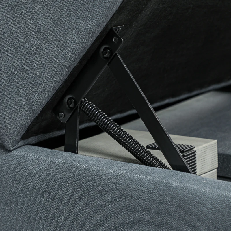 HOMCOM Divano Componibile Modulare 3 Posti con Pouf Poggiapiedi e Cuscini, Rivestimento in Flanella, Grigio Scuro