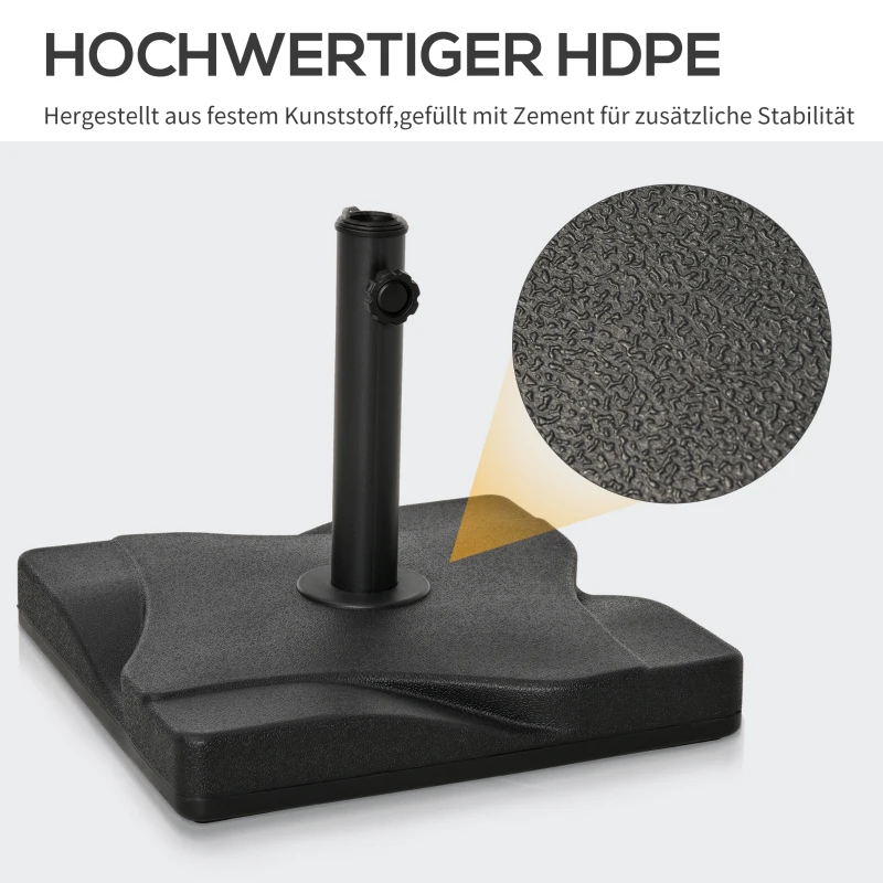 Outsunny Sonnenschirmständer 20 kg Schirmständer für Sonnenschirm Schirmstangen 32/38/48 mm Sonnenschirmfuß für Garten Terrasse Balkon Zement 41,5 x 41,5 Schwarz