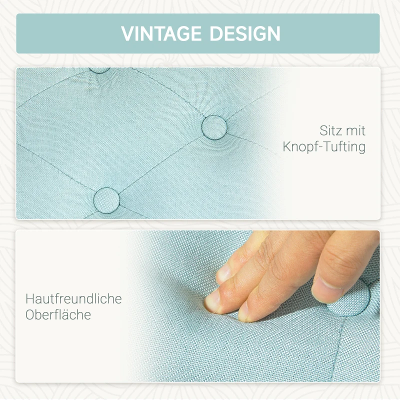 HOMCOM Sitzbank, Polsterbank mit Stauraum, leinenartiges Polyester, Kautschukholz, 100 x 40 x 44 cm, Grün