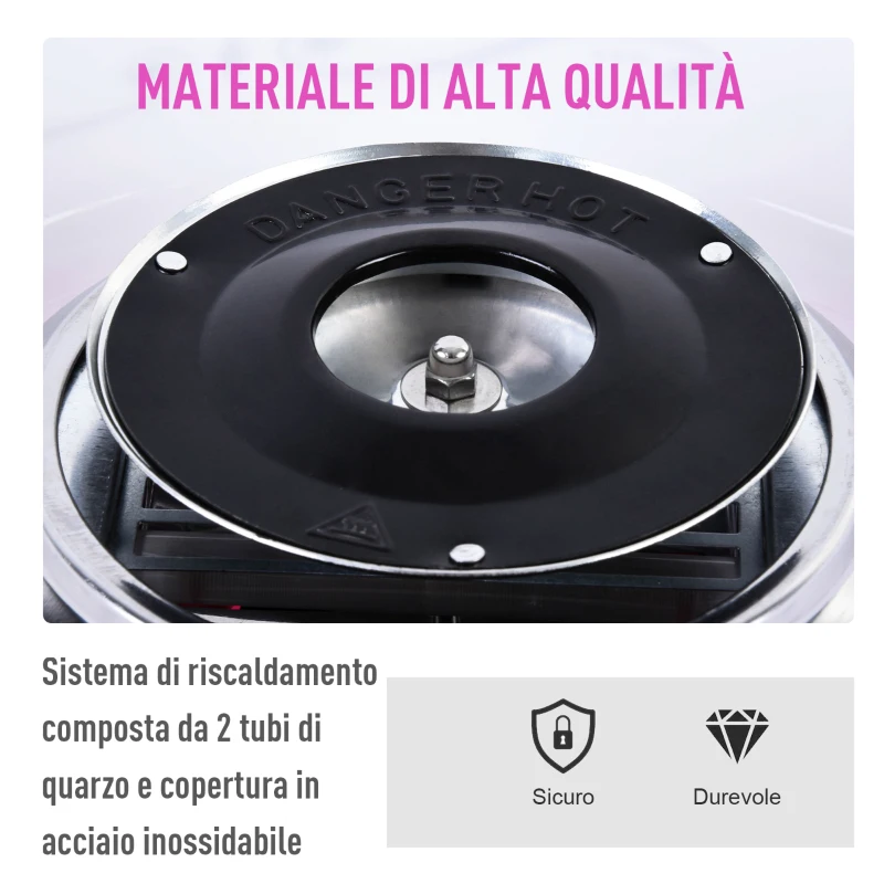 HOMCOM Macchina per Zucchero Filato in PP, Plastica 450W 30 x 30 x 28cm Rosa