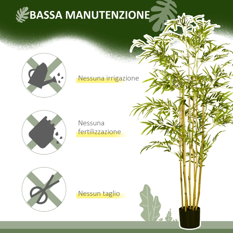 HOMCOM Bambù in Vaso Artificiale Alto 150cm per Interno ed Esterno, Verde
