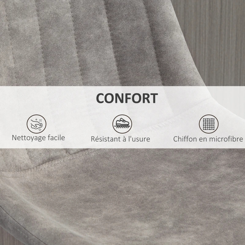 HOMCOM Lot de 2 tabourets de bar style vintage hauteur réglable pivotant avec repose-pied gris