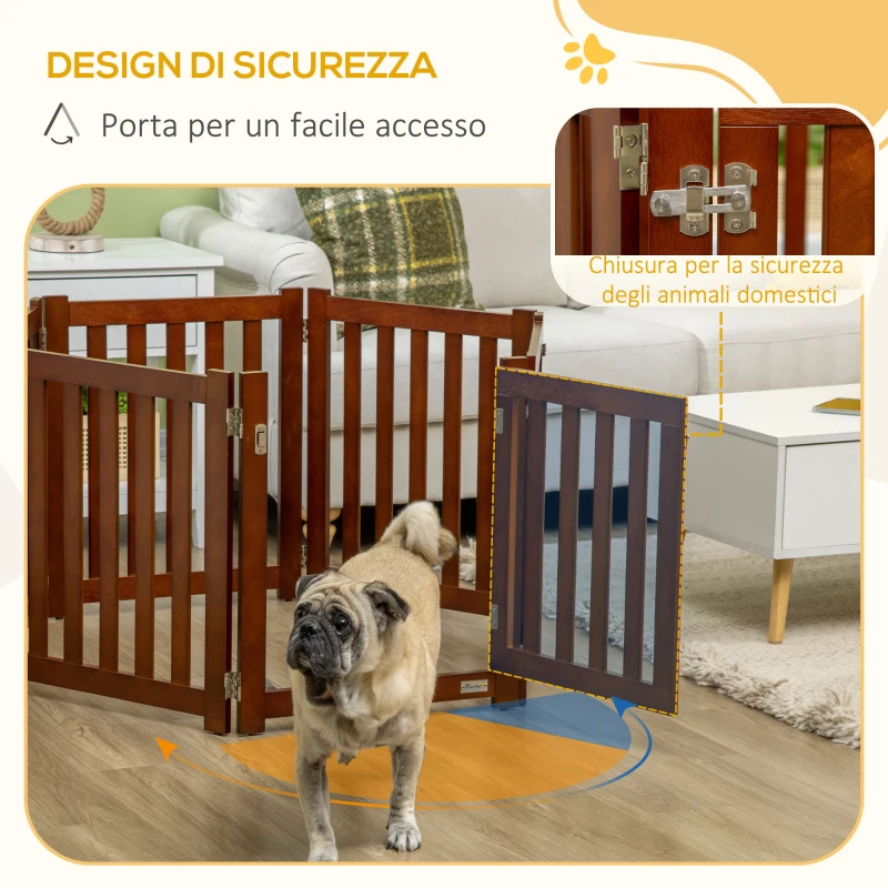 PawHut Recinto e Cancellino per Cani di Piccola Taglia a 6 Pannelli, Design Pieghevole e Salvaspazio, Marrone