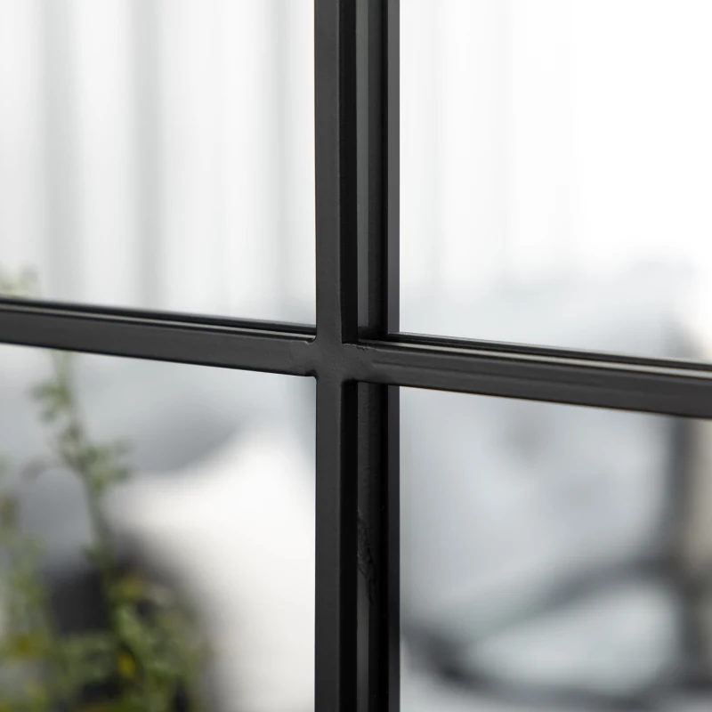 HOMCOM Specchio Moderno a Parete e a forma di Arco 70x50 cm per Camera da Letto e Soggiorno, in Metallo Nero e Vetro