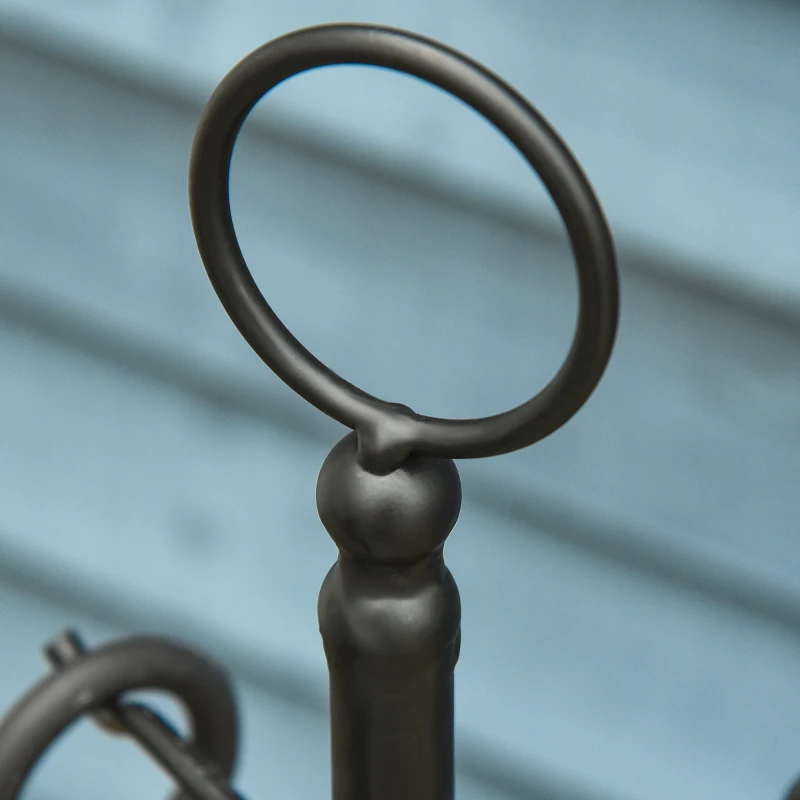 Outsunny 5-teiliges Kamingarnitur Kamin Garnitur Set Kaminbesteck innen Kamin Zubehör Kaminofen Besteck Schmiedeeisen Besteck Werkzeuge Metall Schwarz 20 x 20 x 82,5 cm