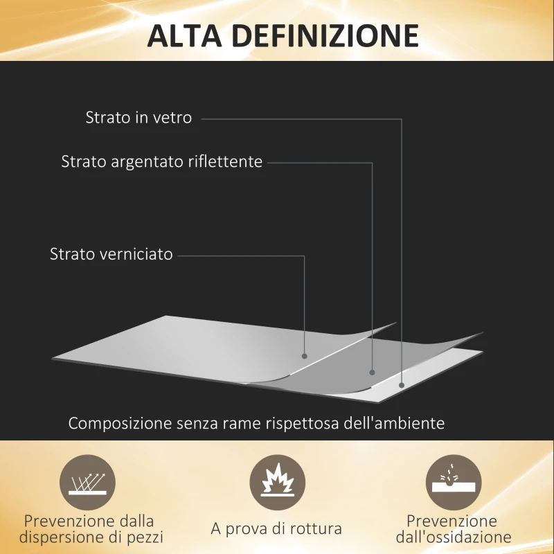HOMCOM Specchio da Parete Rettangolare con Luci LED Regolabili e Interruttore Touch, 40x120cm