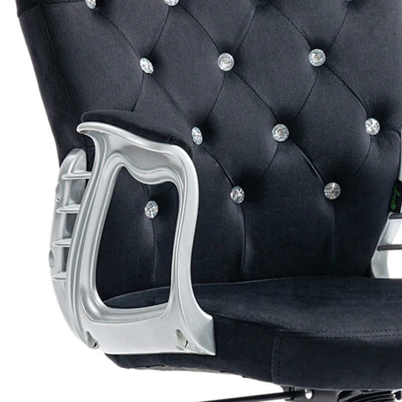 Vinsetto Bürostuhl, Knopfheftung, Samtoptik, höhenverstellbar, ergonomisch, bis 120 kg, Schwarz