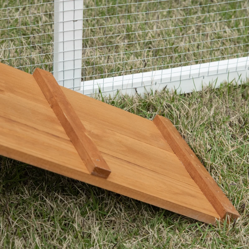 PawHut Gallinero de Madera Exterior Jaula para 2-4 Gallinas de 2 Niveles con Nido Techo Asfáltico Abatible Corral de Alambre Bandeja Extraíble y Rampa 192,7x78,9x111 cm Naranja